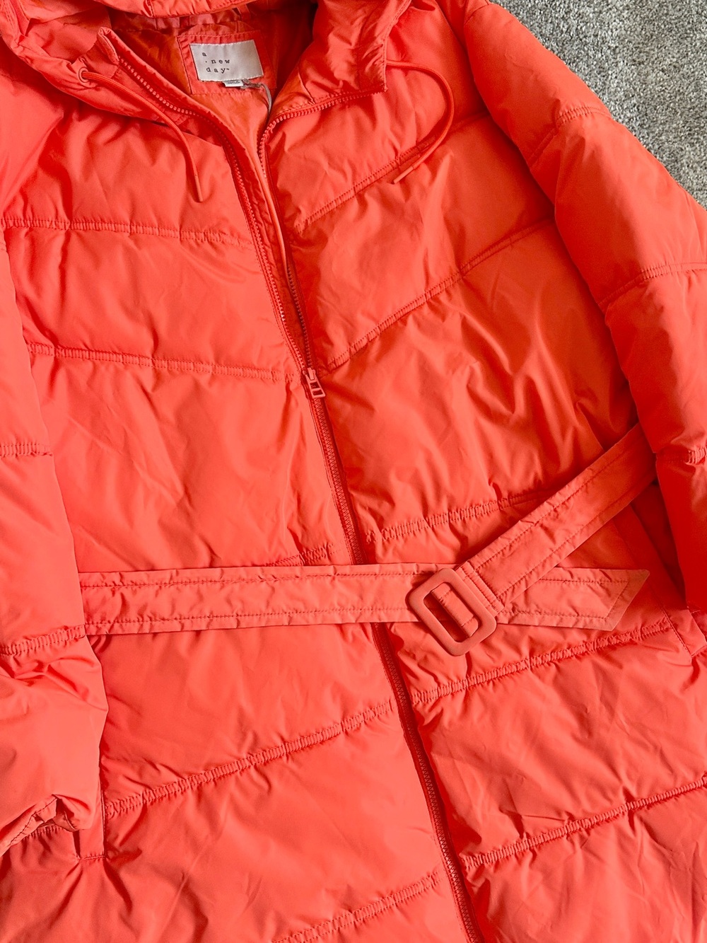 A New Day Orange Belted Hooded Puffer Coat Plus Size 3X NWT Target - Picture 9 of 11
